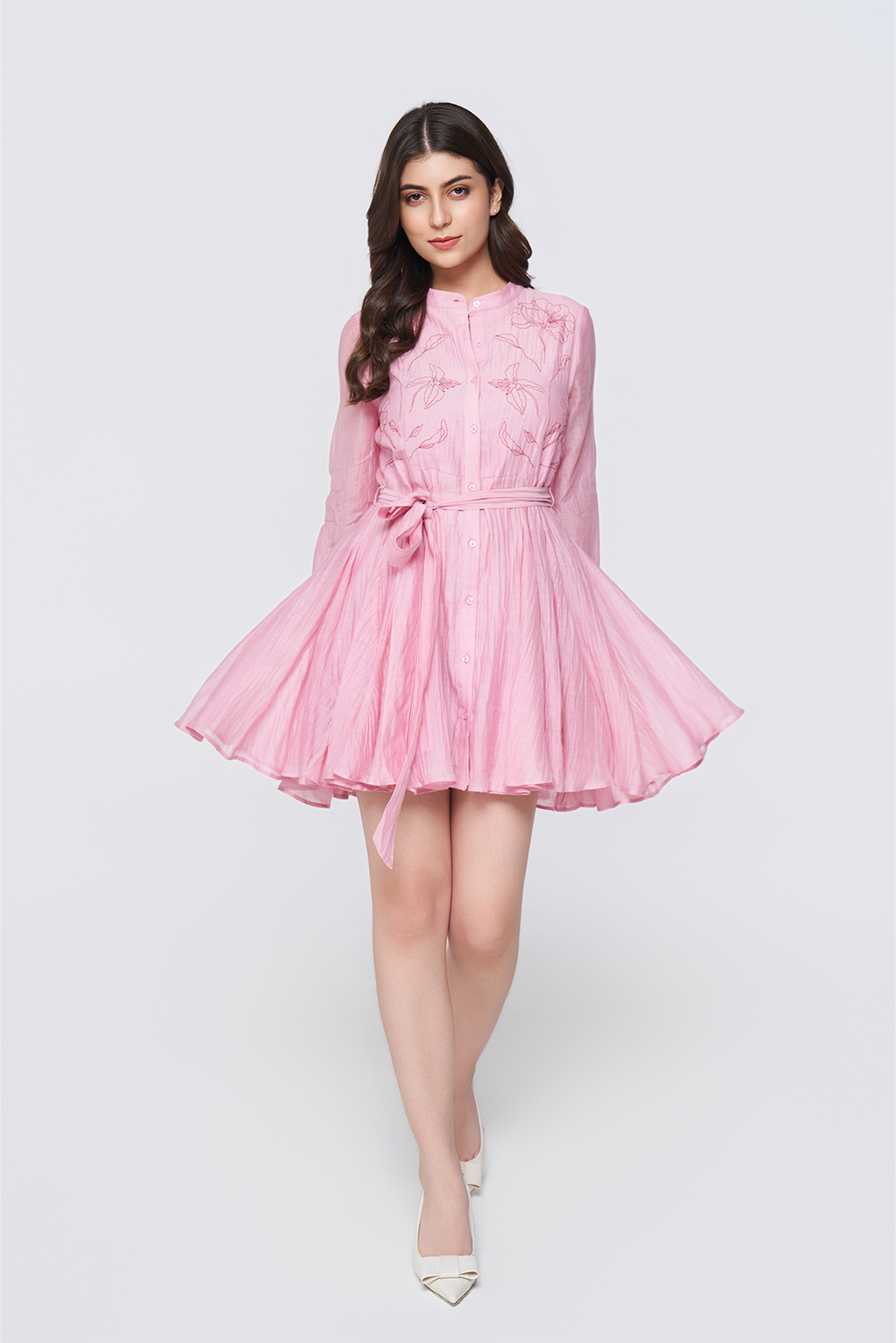 Blush Petal Hand-Embroidered Dress