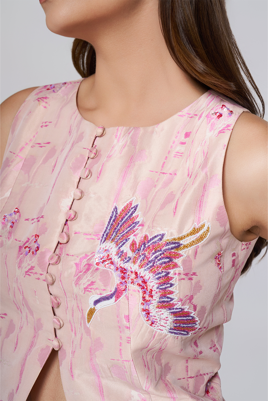 Flamingo Silk Jacquard Set