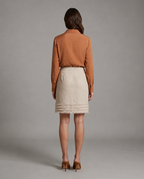 Fringed Linen Pencil Skirt