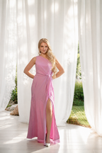 Moonlight Mauve Silk Drape Gown