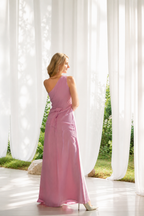 Moonlight Mauve Silk Drape Gown