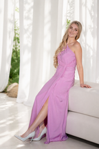 Moonlight Mauve Silk Drape Gown