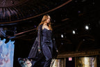 Navy Midnight Swan Embroidered Jumpsuit with Cape