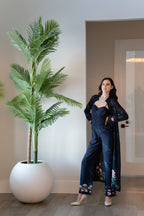 Navy Midnight Swan Printed Cape