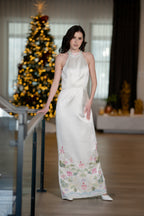 The Empress Ivory Embroidered Halter Gown