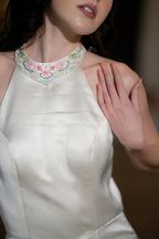 The Empress Ivory Embroidered Halter Gown