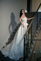 The Empress Ivory Embroidered Halter Gown with Cape