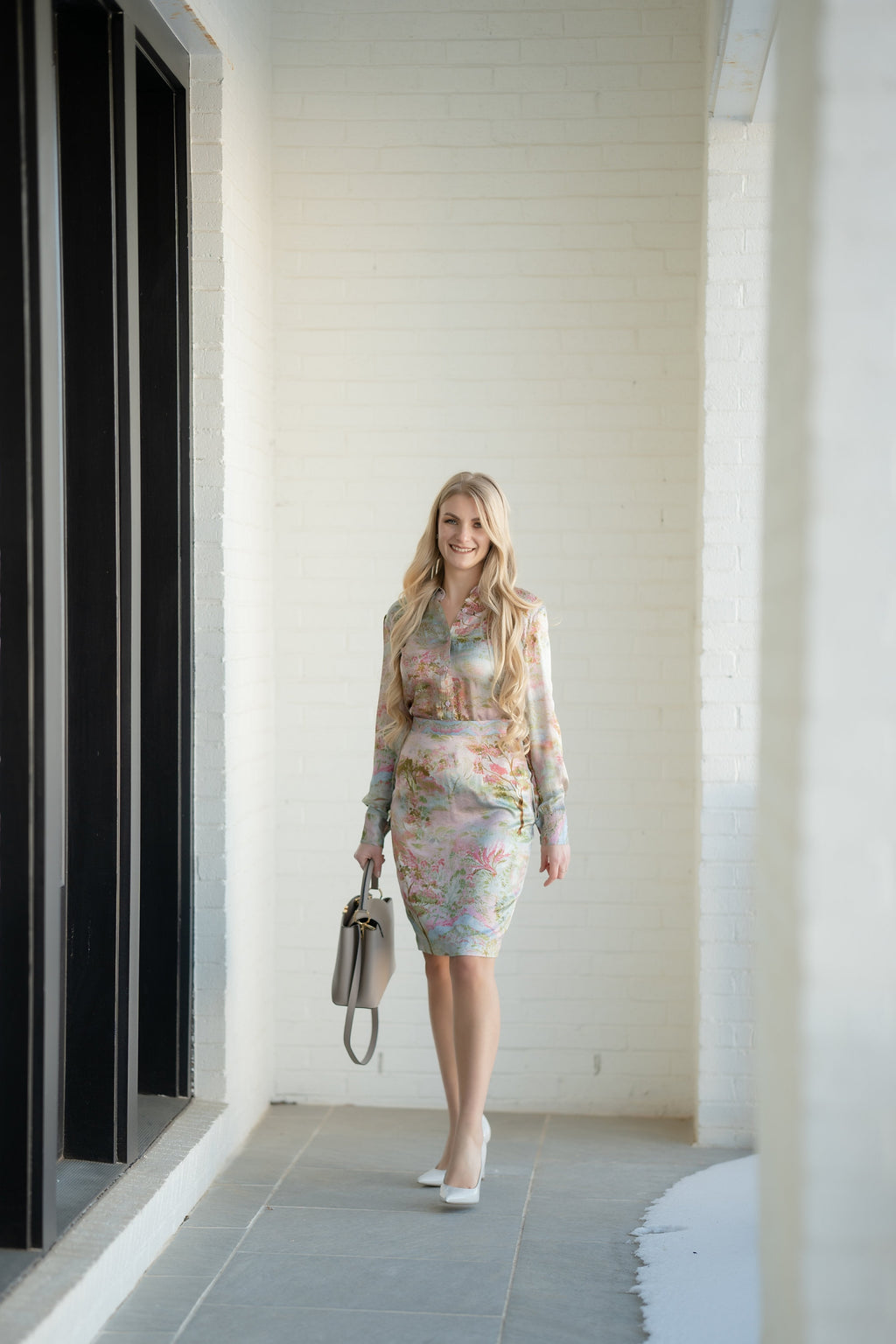 Zen Garden Floral Silk Skirt