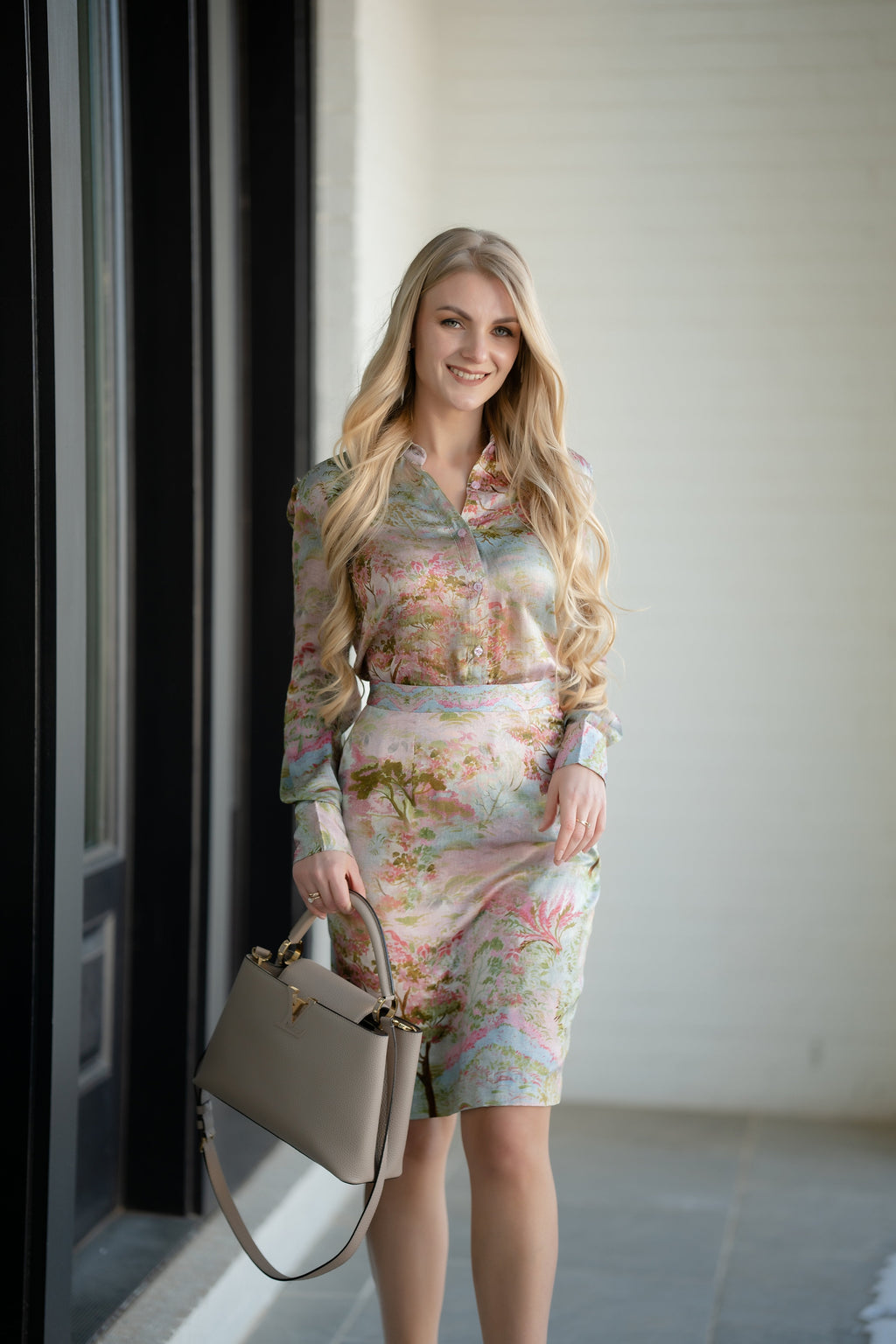 Zen Garden Floral Print Silk Top