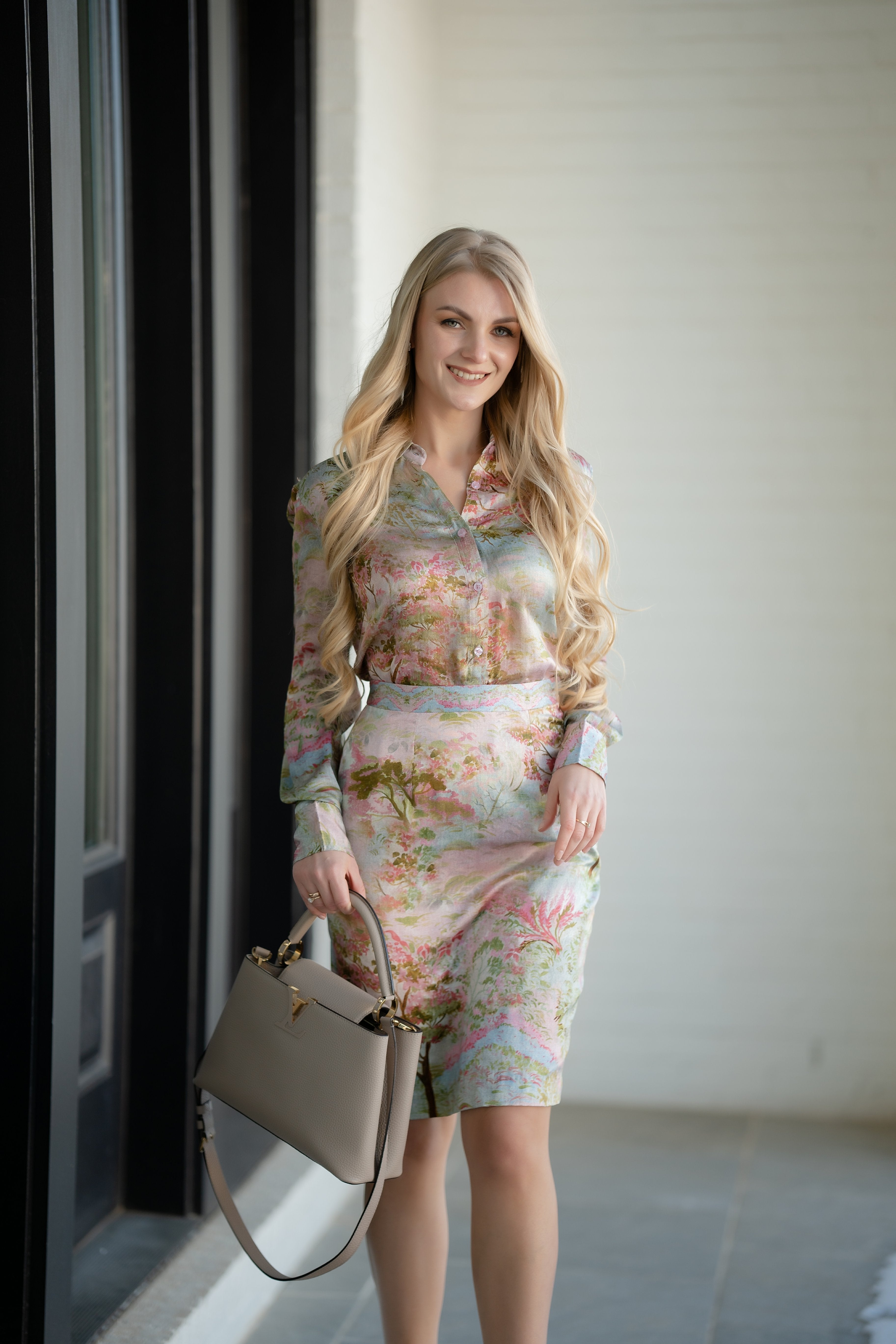 Zen Garden Floral Print Silk Top
