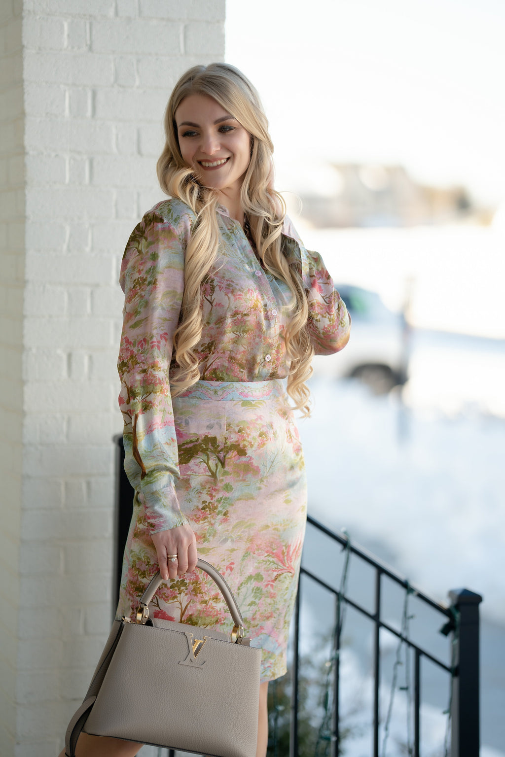 Zen Garden Floral Print Silk Top