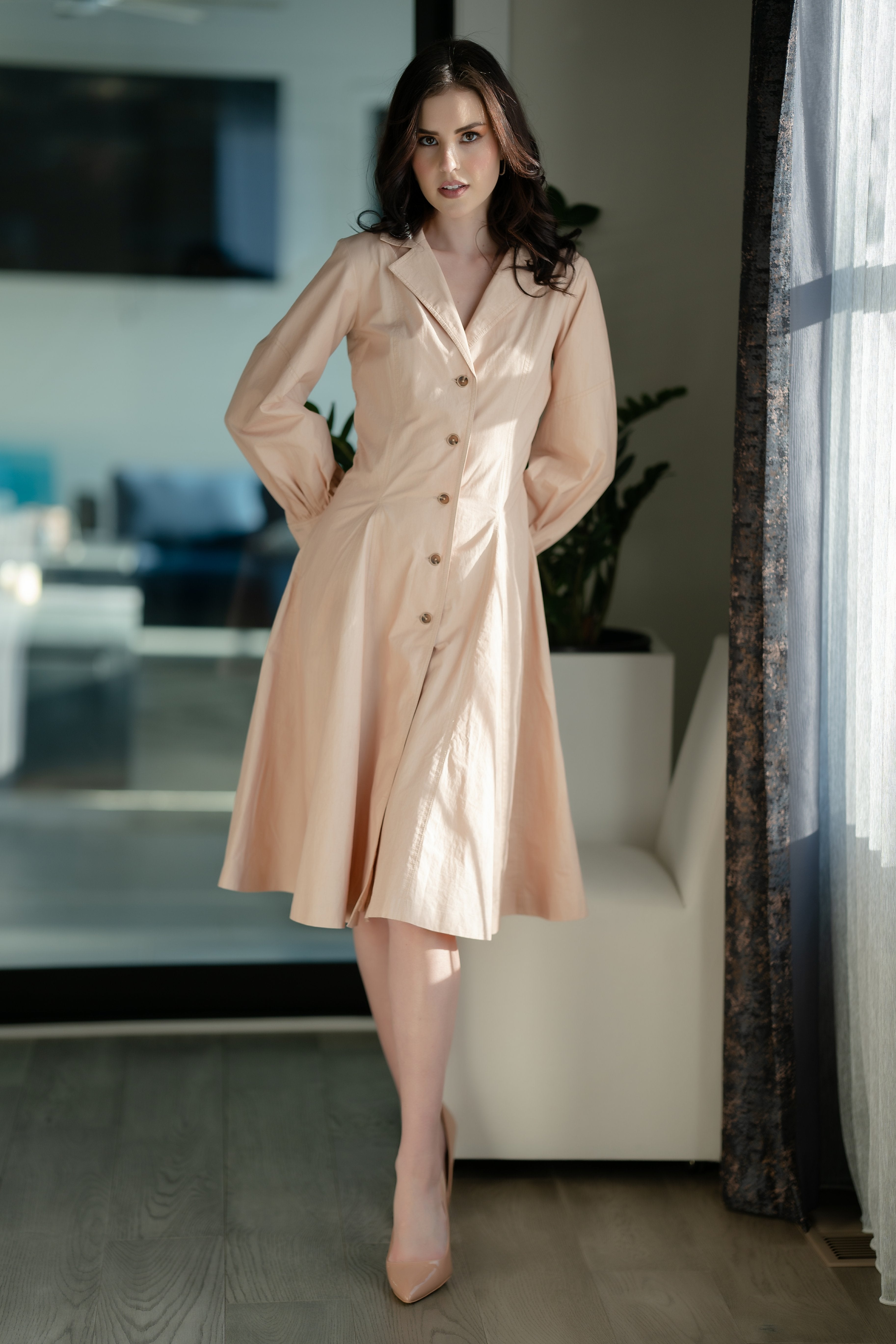 City Pulse Tailored A-Line Trench Dress