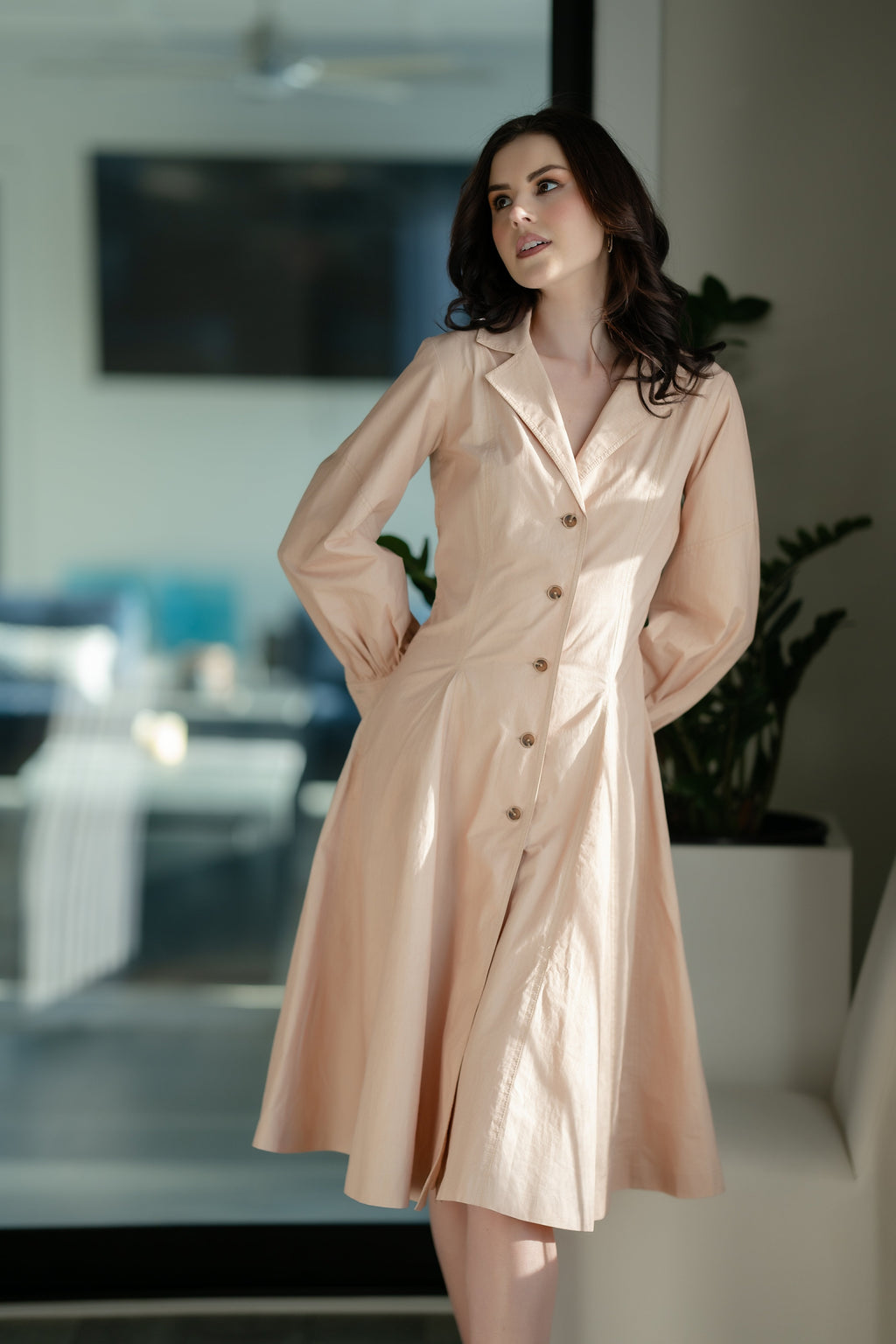 City Pulse Tailored A-Line Trench Dress
