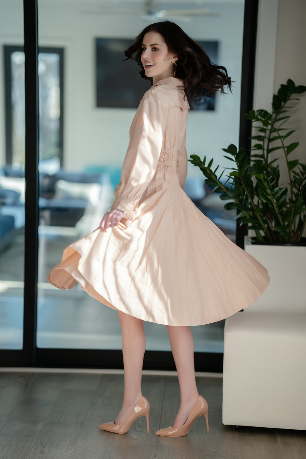 City Pulse Tailored A-Line Trench Dress