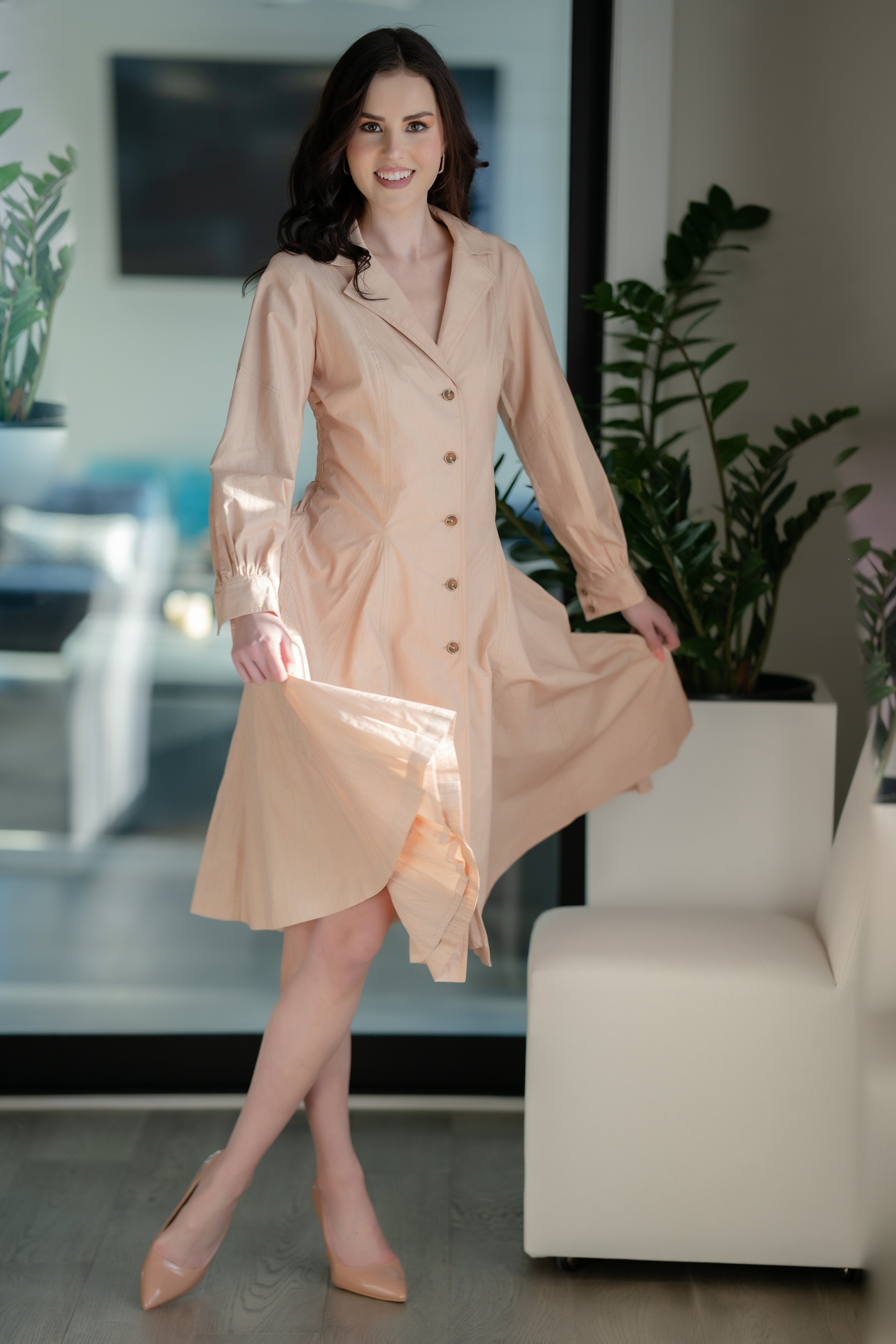 City Pulse Tailored A-Line Trench Dress