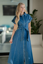 Structured A-Line Denim Day Dress
