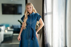 Structured A-Line Denim Day Dress