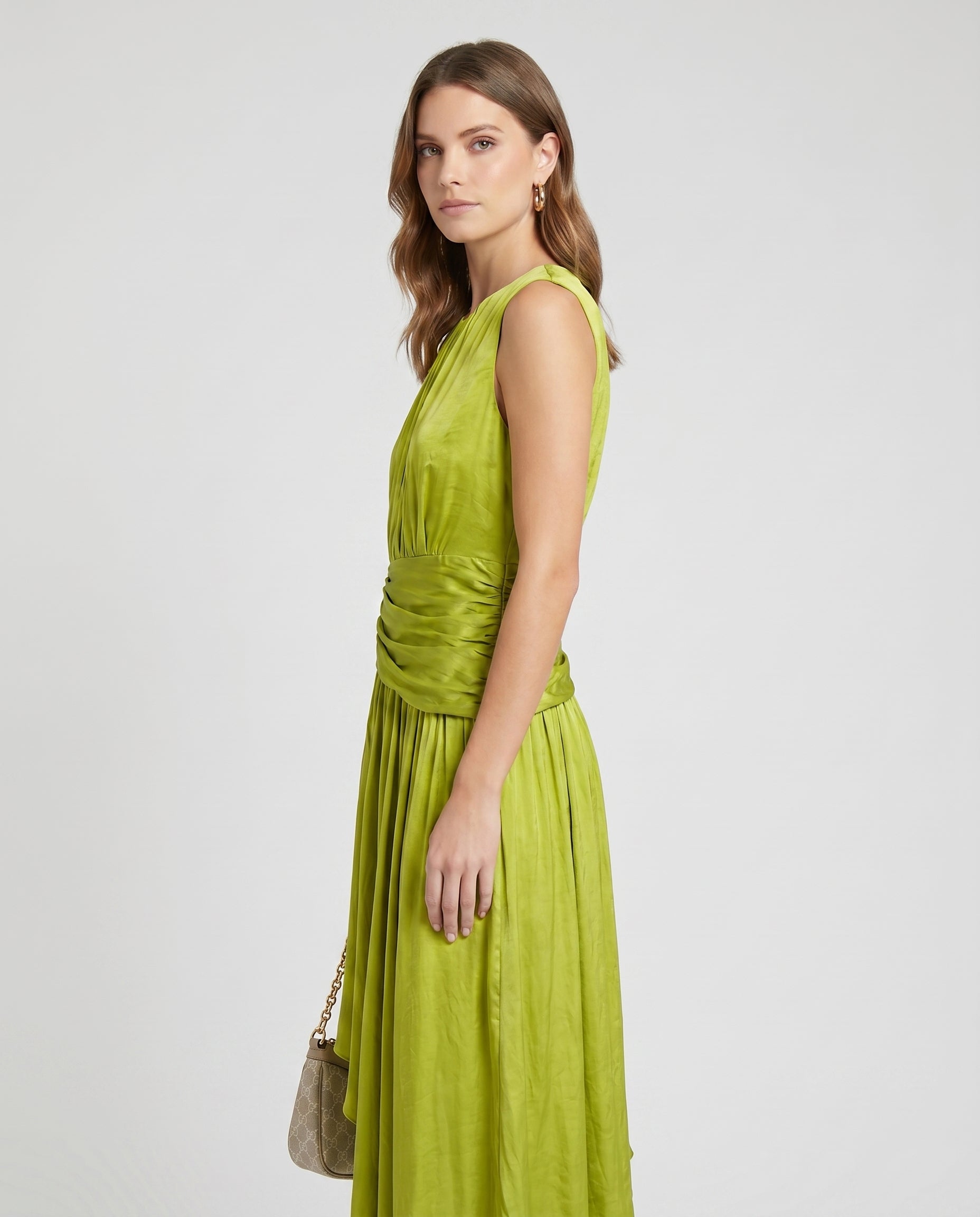 Asymmetric Drape Midi Dress