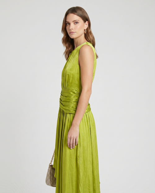 Asymmetric Drape Midi Dress