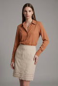 Fringed Linen Pencil Skirt