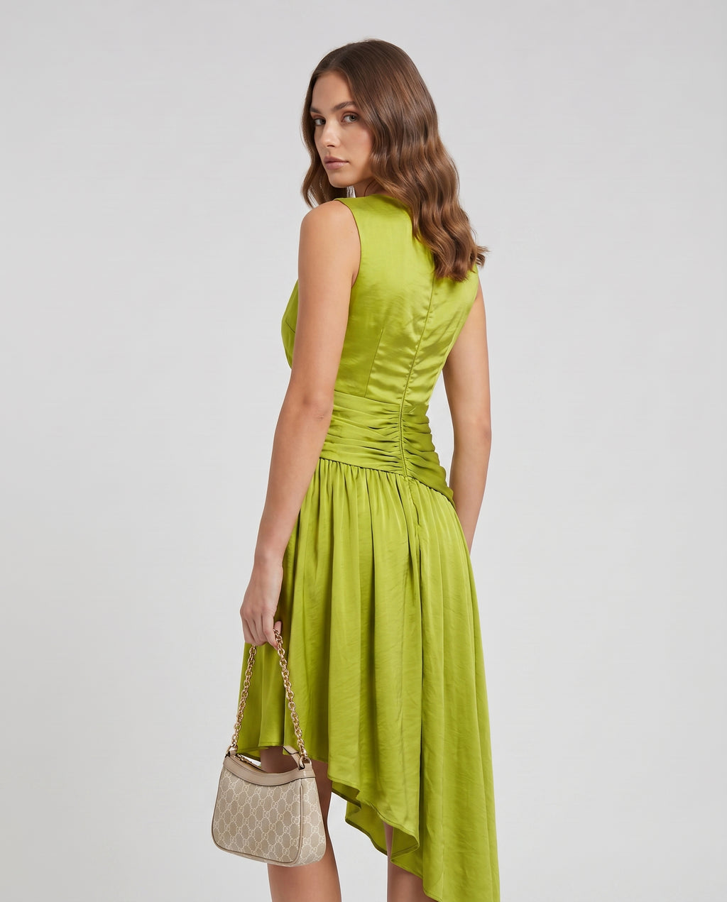 Asymmetric Drape Midi Dress