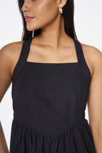 Metropolitan Square-Neck Cotton Midi Dress