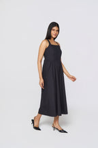 Metropolitan Square-Neck Cotton Midi Dress