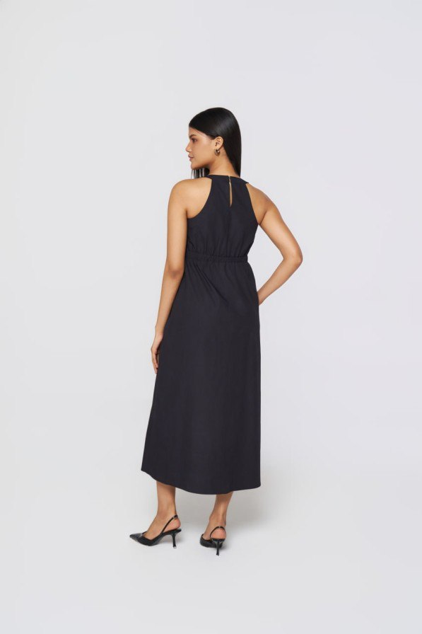 Metropolitan Square-Neck Cotton Midi Dress