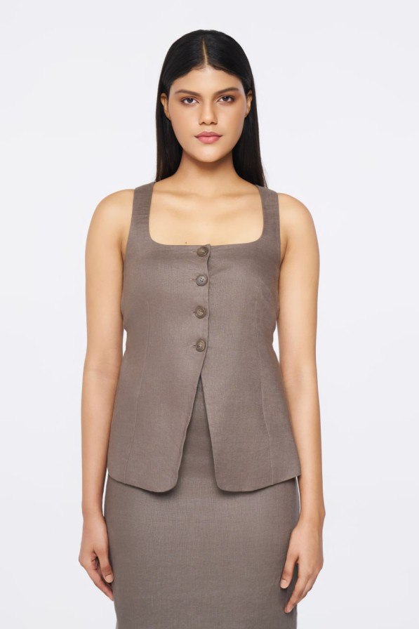 Metropolitan Taupe Vest & Skirt Set