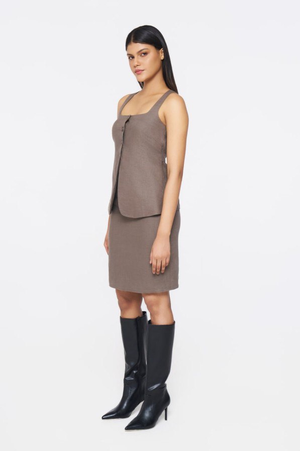 Metropolitan Taupe Vest & Skirt Set