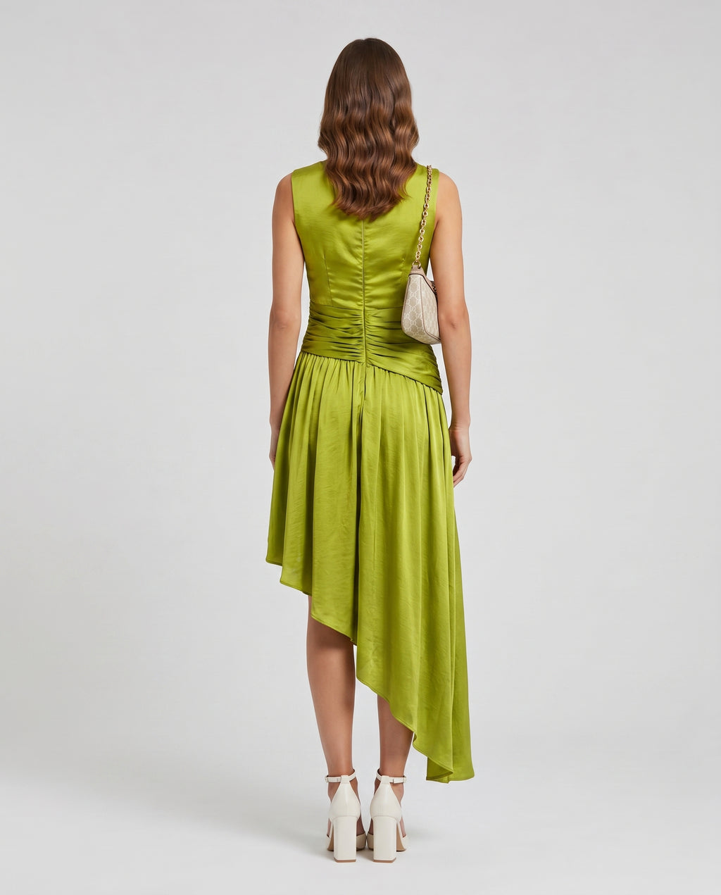 Asymmetric Drape Midi Dress